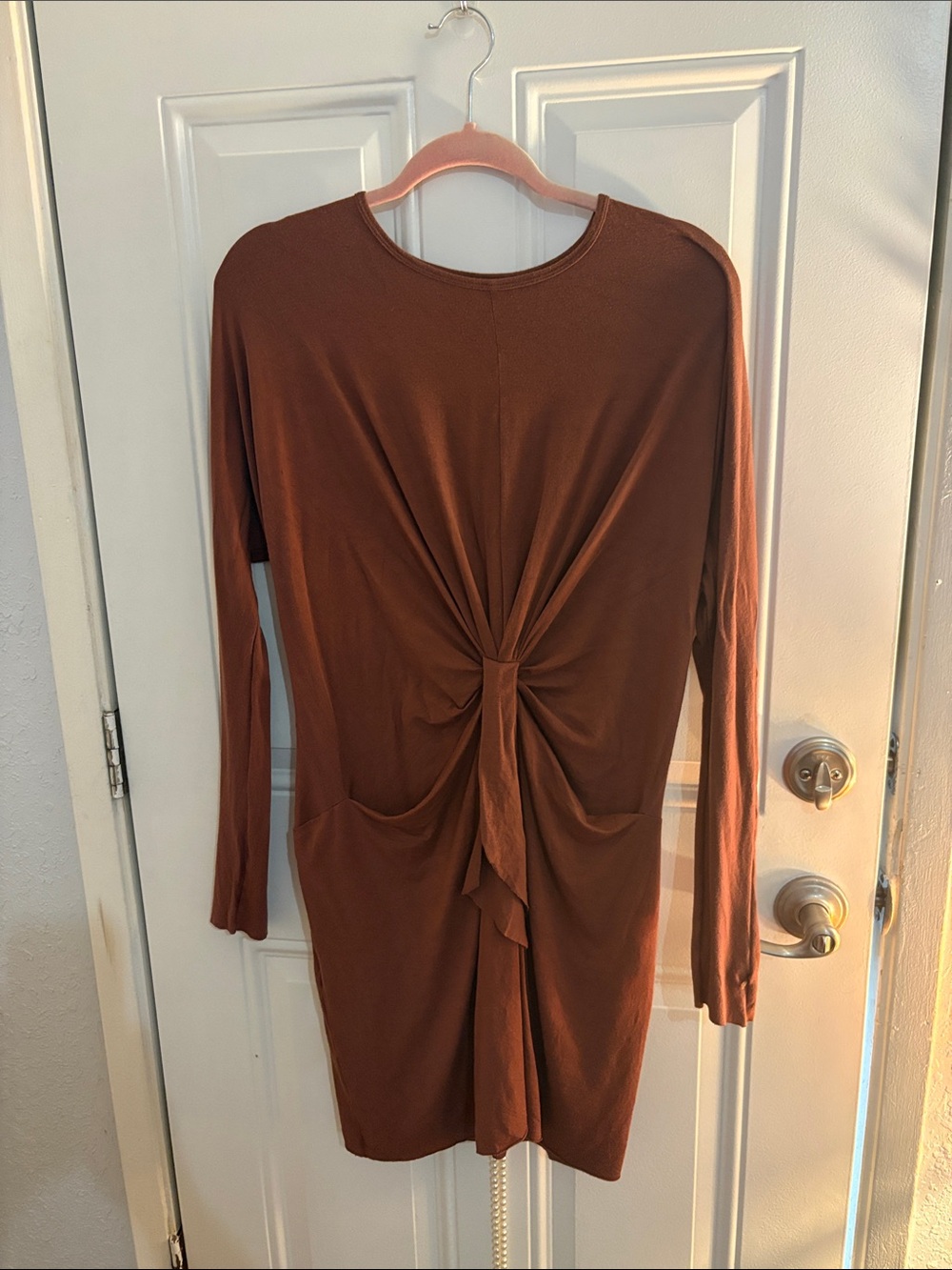 Rachel Pally Rust Brown Long-Sleeve Twist-Front Dress